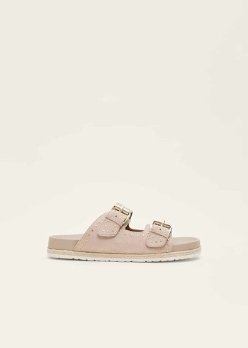 Phase Eight Double Buckle Flats Cream Canada | EFAPNV-091